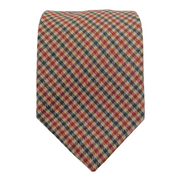 HARMONT & BLAINE Beige Plaids & Checks Wool Tie Made In Italy 59